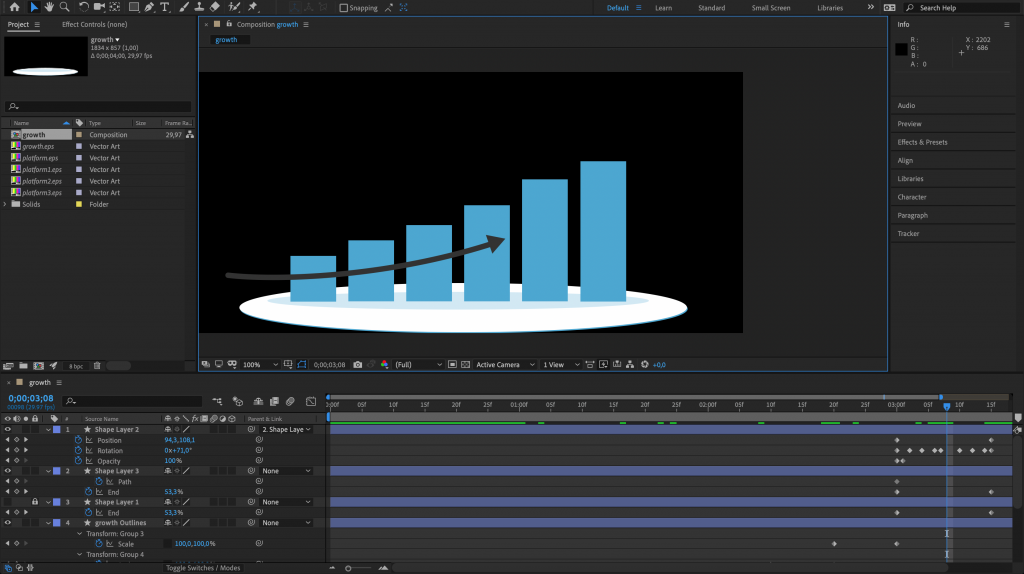 Preview After Effects vormlagen Showcase app